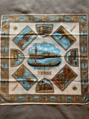 Venezia Scenic Tourist Scarf in Blue, Gold & Black